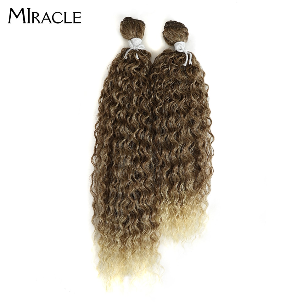 Afro Kinky Curly Hair Wave Synthetic Hair Heat Resistant Deep Wave Hair Bundles Extensions Brown Miracle Hair Curly